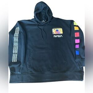 Hyper Space NASA Black Astronaut Graphic Oversized Hoodie Sweatshirt Size XXL